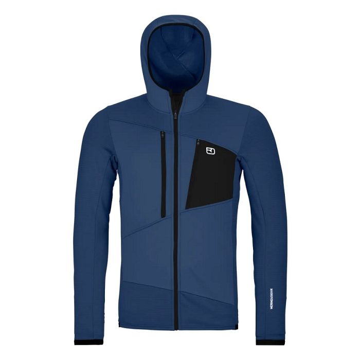 Ortovox Fleece Grid Hoody Herren blue nunatak