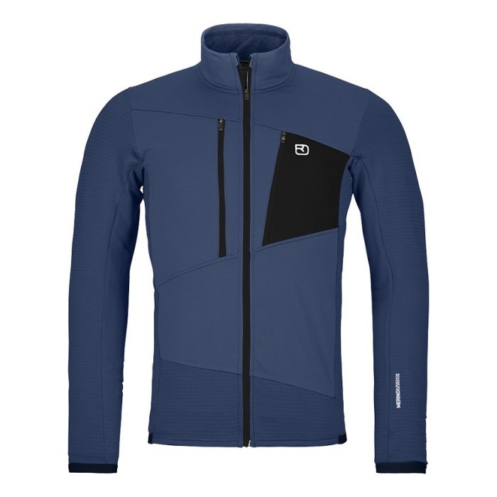 Ortovox Fleece Grid Jacket Herren blue nunatak