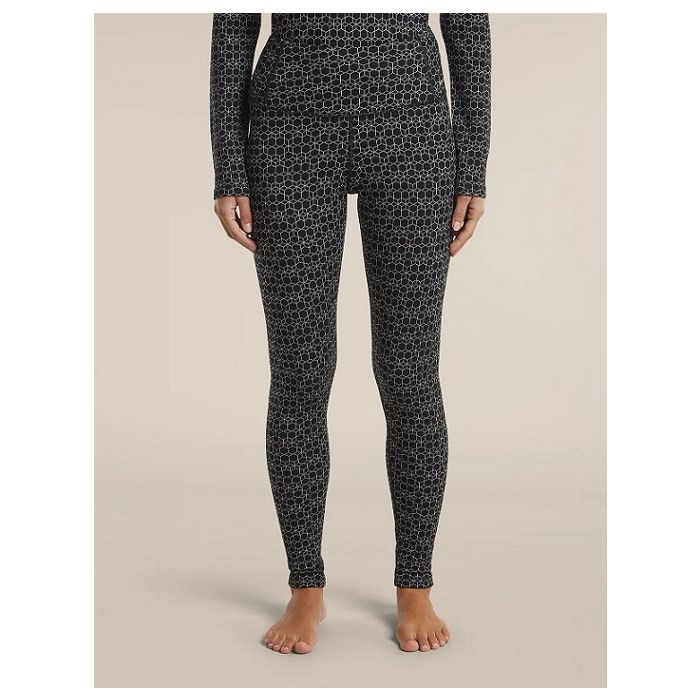 Icebreaker 260 Tech Vertex Leggings Alpine Geo Damen black snow