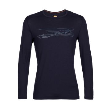 Icebreaker 200 Oasis LS Crewe Ski Stripes Herren midnight