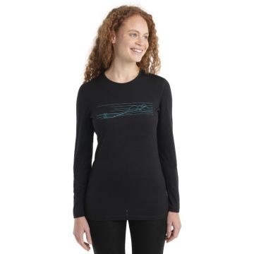 Icebreaker 200 Oasis LS Crewe Ski Stripes Wm schwarz