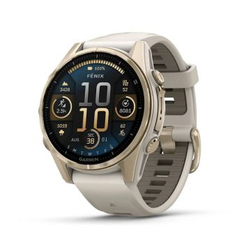 Garmin fēnix® 8 – AMOLED 43mm sapphire,nebelgrau/softgold