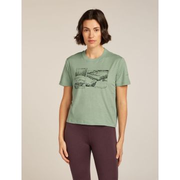 Icebreaker Tech Lite SS Crop Tee The Climb Damen seaglass