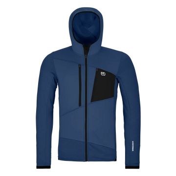 Ortovox Fleece Grid Hoody Herren blue nunatak