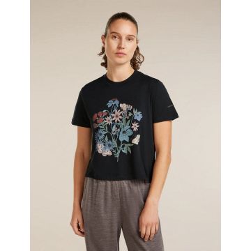 Icebreaker 150 Tech Lite SS Crop Tee Flora Damen black