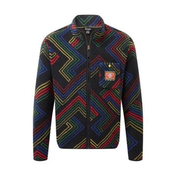 Sherpa Tarcho Printed FZ Fleece unisex black geo stripes
