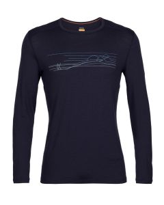 Icebreaker 200 Oasis LS Crewe Ski Stripes Herren midnight