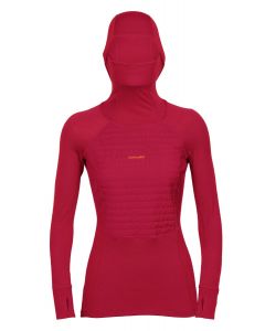 Icebreaker Zone Knit Insulated LS Hoodie Damen rot