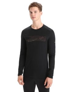 Icebreaker 200 Oasis LS Crewe Ski Stripes Men schwarz